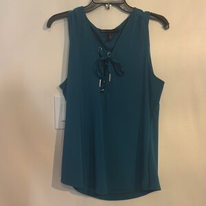 White House Black Market Teal Tie-Front Blouse